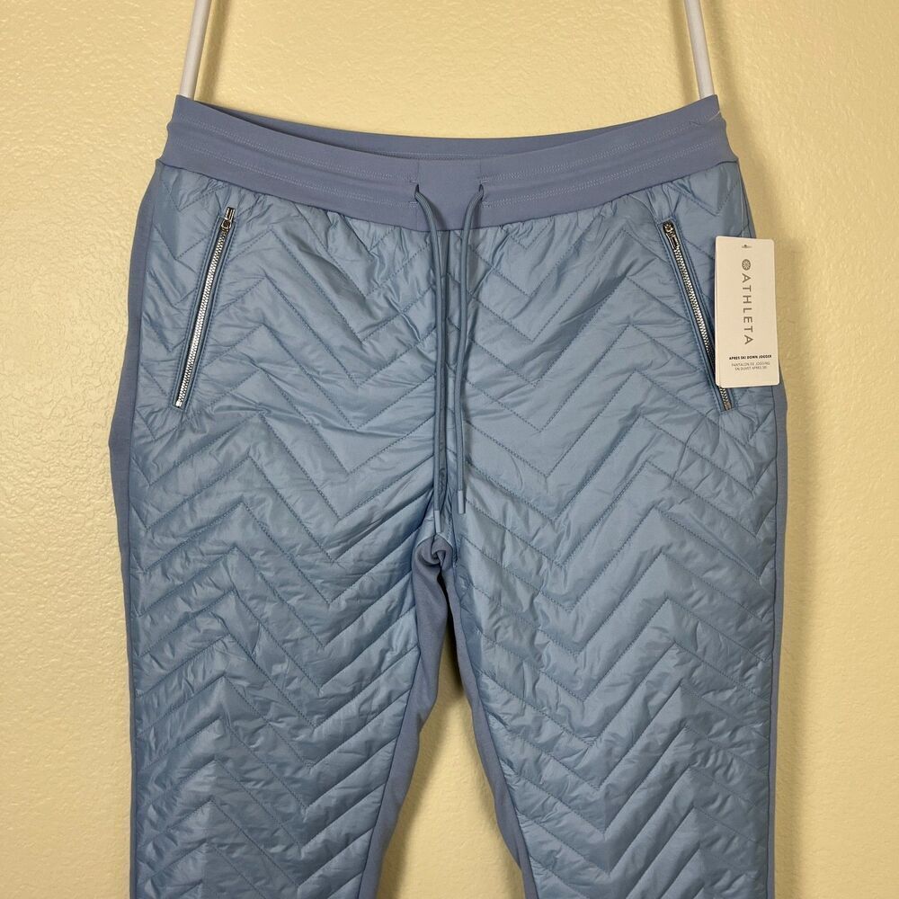 Athleta Womens Size 14 Tall Blue Apres Ski Down Jogger Quilted Outdoor Pants NEW - Picture 4 of 7